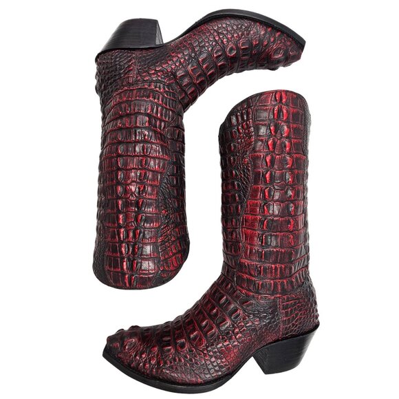 Tres Outlaws Black Cherry Hornback Alligator 11.5 Cowboy Western Boots $7500MSRP - Picture 8 of 16